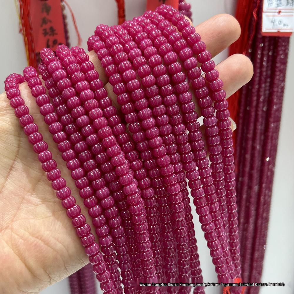 Faceted Glossy Hexagonal Teardrop Rice Beads for DIY Ruby Bracelets