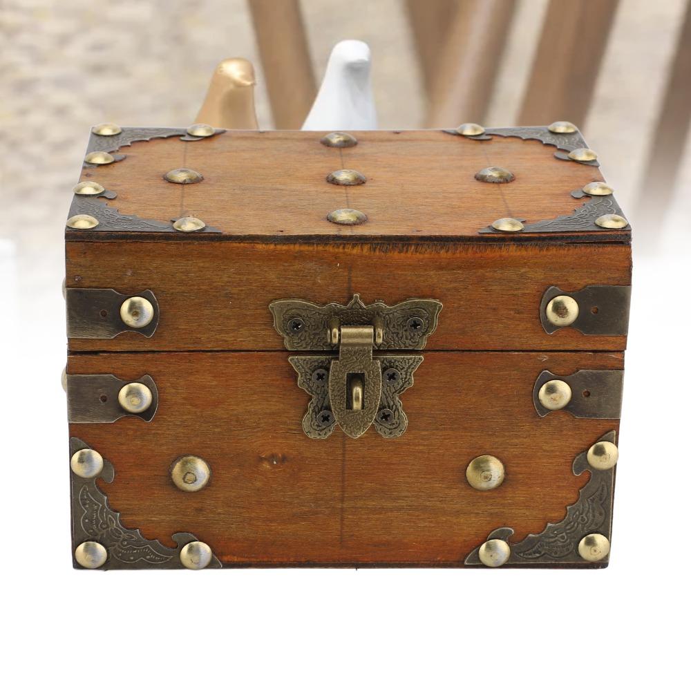 2 Stück Holz Retro Schatztruhe Zahlenschloss Andenken Aufbewahrungsbox Heimdeko