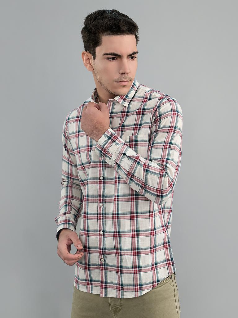 MONTE CARLO Men's Regular Fit Check Full Sleeve Shirt