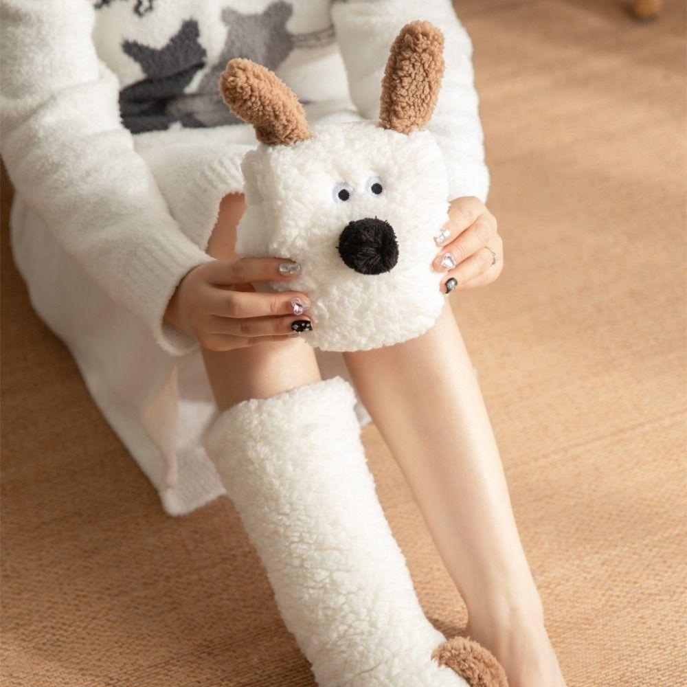 Cute puppy Women Long Socks Fluffy Sleeping Warm Hosiery Casual Home Floor Socks  Christmas Gifts