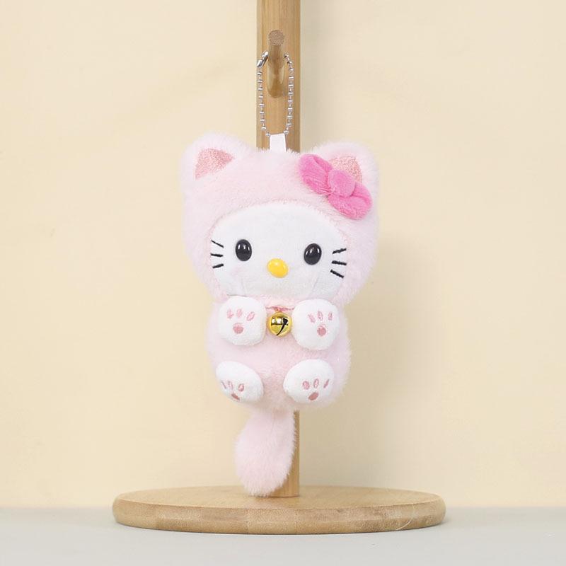 

NEW Sanrio Hello Kitty Cat Costume Plush Keyring, Soft Stuffed Doll Bag Charm, Kawaii Backpack Accessory for Students & Couples