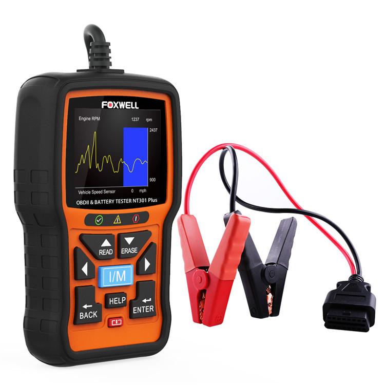 FOXWELL NT301 PLUS OBD2 Scanner & 12V Battery Tester