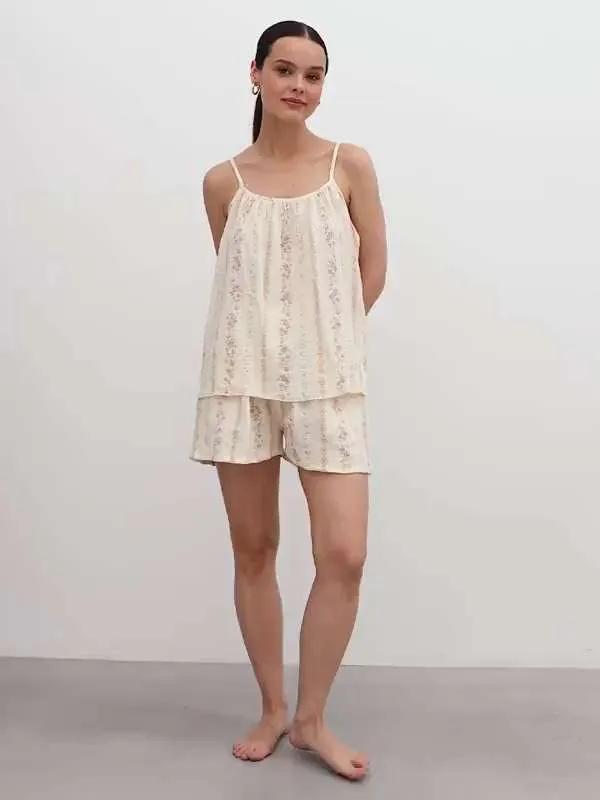 Women's Summer Floral Suspender Shorts Pajamas  Cotton Vest Shorts Home Wear