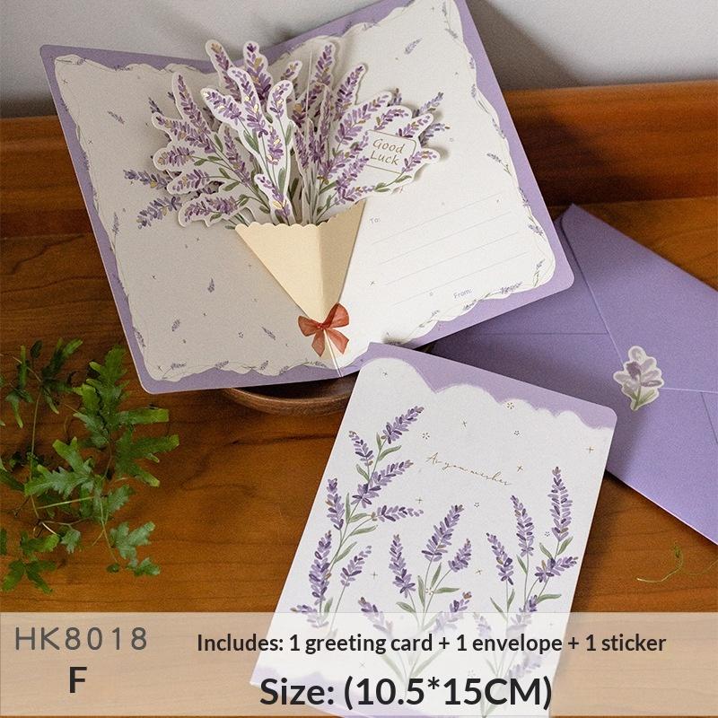 3D Style Creative Minimalist Greeting Card Original Flower Blessing Card Birthday Party Invitation Letter Gift