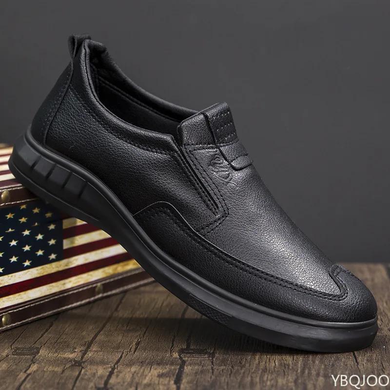 Fashion Summer Men's Loafers Middle Aged Elderly Business Flats Trendy Minimalist Leather Shoes Fashion Comfortable Male Shoes Homme