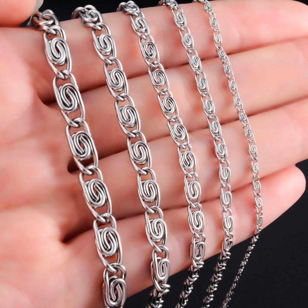 Stainless Steel Long Paperclip Necklace Twisted Neck Chain for Women Ladies Men Silver Metal Choker Jewelry Gift