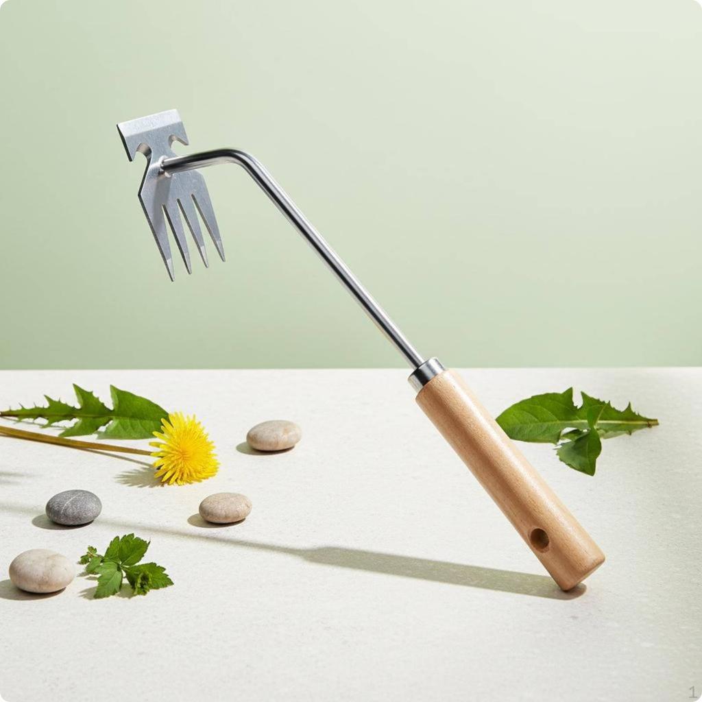 Stainless Steel Weeder Wood Handle Invasive Growth Puller Weeding Remover Tool for