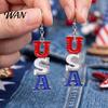 Red White Blue Earrings USA Flag for Women, Patriotic Earrings, American Independence Day Dangle Drop 4th of July Gift Fashion