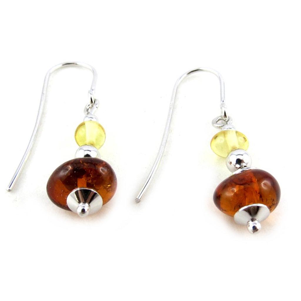 Les Trésors De Lily [N2247] - Silver Earrings 'Inspiration' Amber Cognac Honey (rhodium Plated) - 26x10 Mm