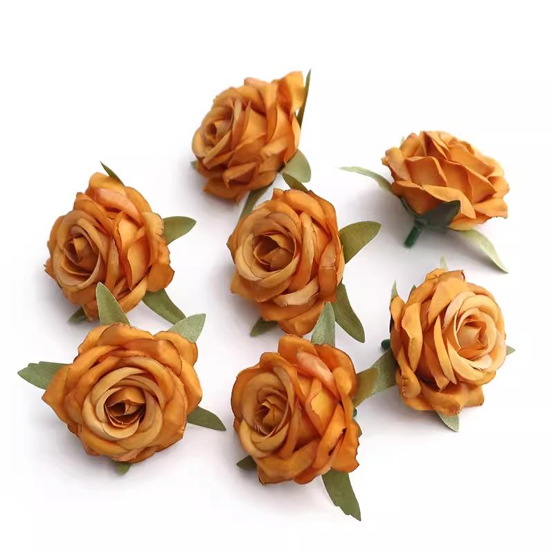 Orange Series Silk Artificial Flowers for DIY Headdress, Clothing Accessories, and Decorative Straw Hat Embellishments.