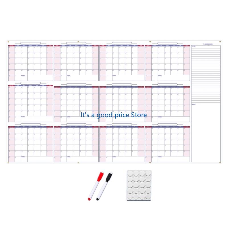 

Календарь на весь 2026 год для просмотра, многоразовый стираемый календарь, годовой планировщик без дат на 2026 год, настенный планер-календарь для дома и офиса белый