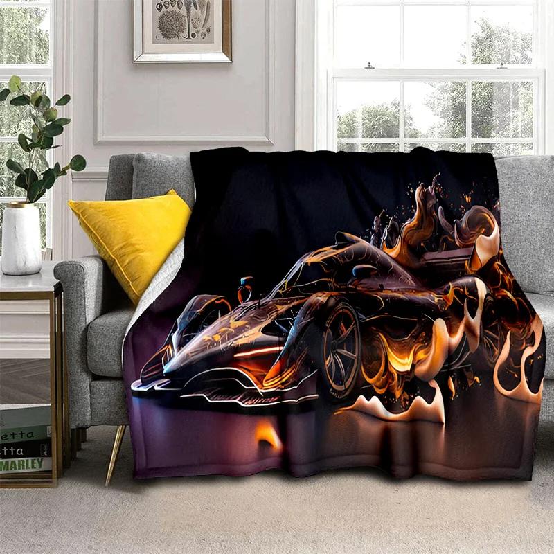 Coperta Cartone Animato Auto Sportiva Futura 3D HD Concept Car, Coperta Morbida da Divano per Casa Camera da Letto Letto Divano Picnic Viaggio Coperta per Bambino