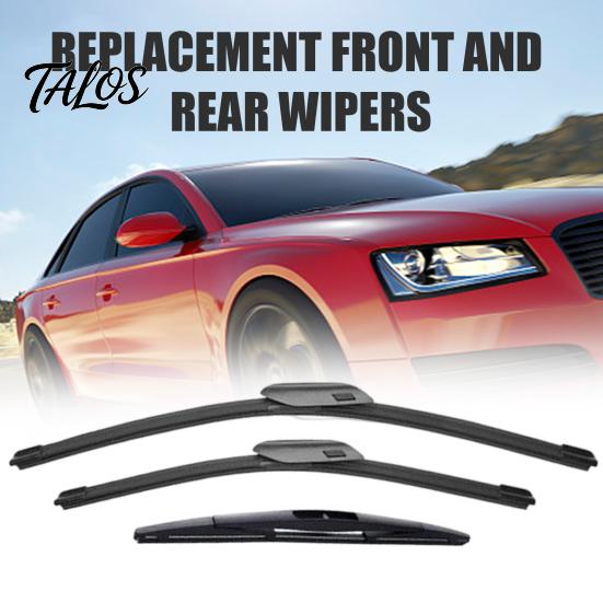 Natural Rubber Wiper Blades 3Pcs/Set Beam for Chery Tiggo 8 Plus Pro Car Window Cleaning Accessories MAX 2020-2024, 23"+18"+9" Front Rear Blades,