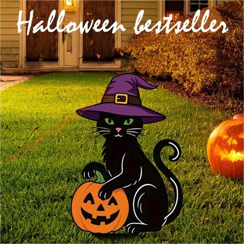 Rustic Pumpkin Metal Ground Stake Weatherproof Halloween Yard Art For Garden Decorations