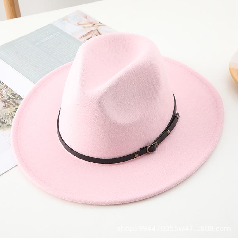 New Men's and Women's Woolen Top Hats, Jazz Hats, Retro Black Woolen Jazz Hats, Flat-brimmed Big Eaves Hats.