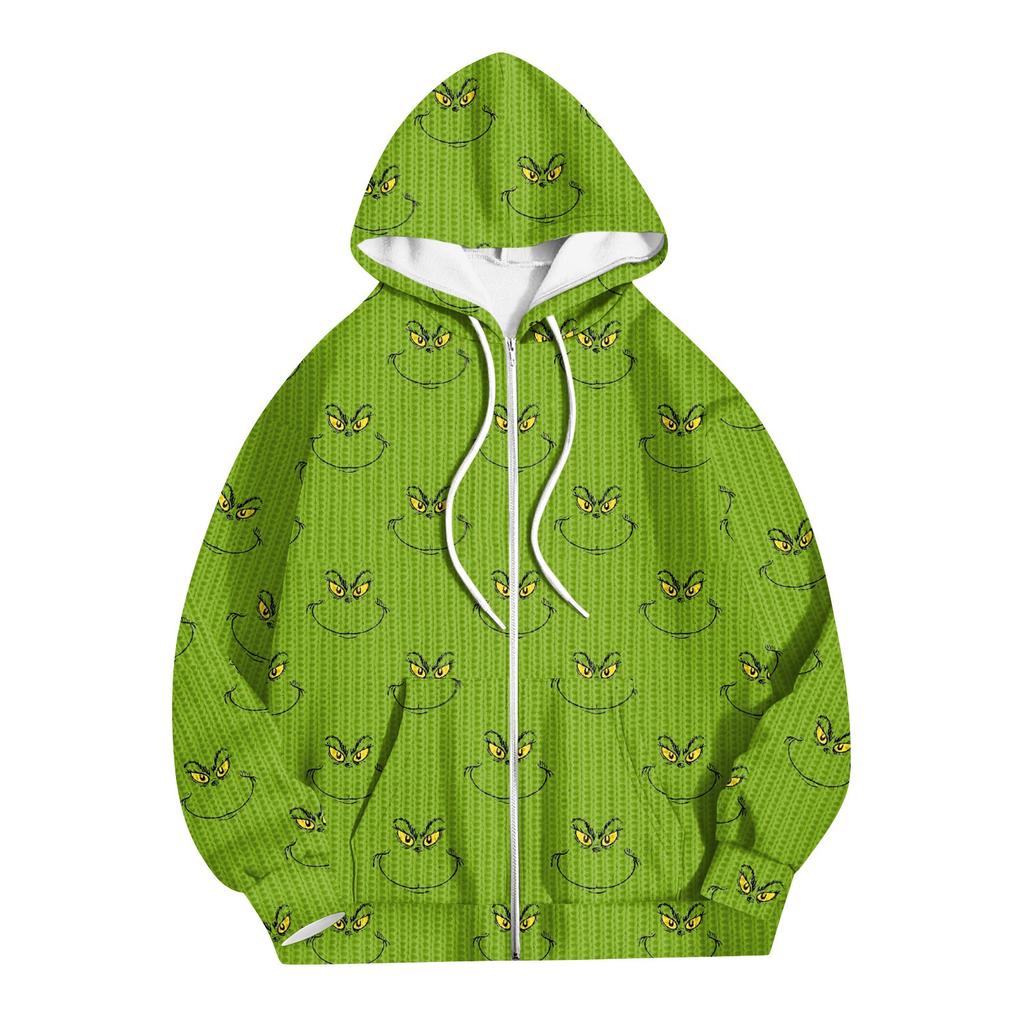 Women's Fashion Jacket Casual Printed Long-sleeved Hooded Cardigan Sweatshirts