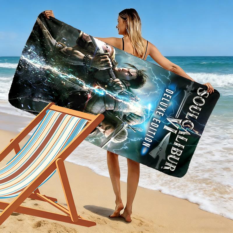 Soul Calibur Print Beach Towel, Large Soft Quick Dry Towel for Beach Camping Swimming