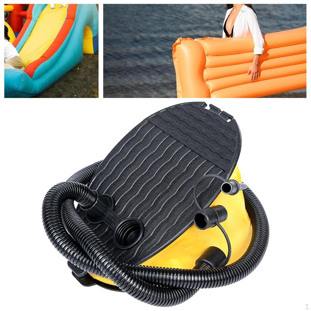 Bellows Foot Pump for Camping Lightweight High Volume Convenient with 3 Nozzles Air