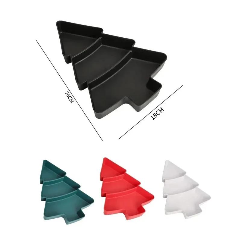 1-10PCS Plastic Divided Fruit Tray Christmas Tree Candy Dish Snack Plate Decorative Compartment Serving Tray for Living Room