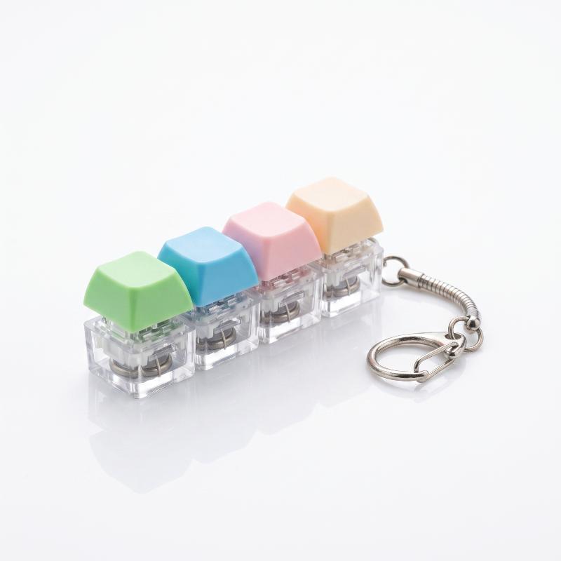 4-Button Keycaps Keyboard Fidget Keychain Stress Relief Fidget Clicker Toy Decompression Toy Bag Pendant