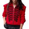 Winter Color Block Embroidered Jacket Streetwear Padded Shoulder Zip Up Hooded Coat