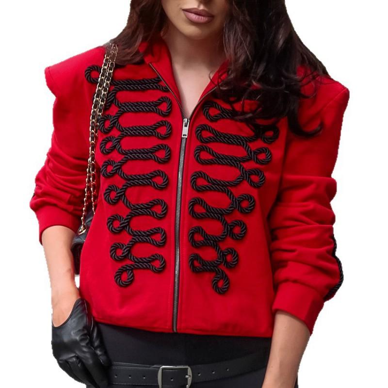 Winter Color Block Embroidered Jacket Streetwear Padded Shoulder Zip Up Hooded Coat