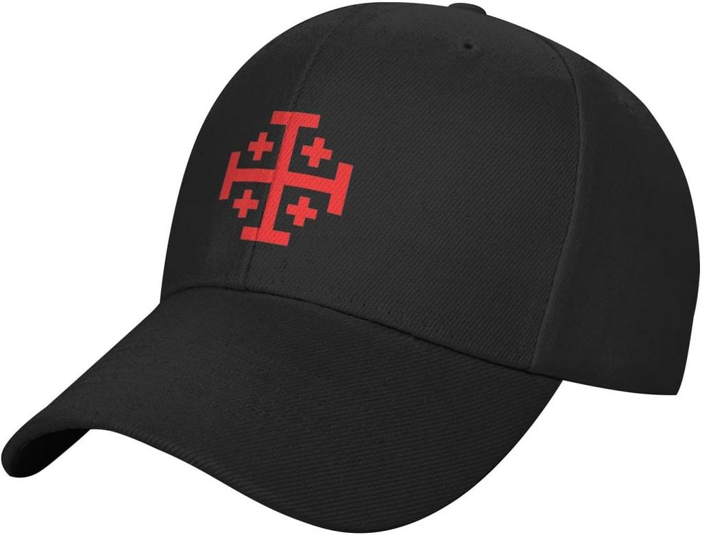 Jerusalem Cross Crusader Adjustable Baseball Cap Casual Cotton Dad Hat for Adults
