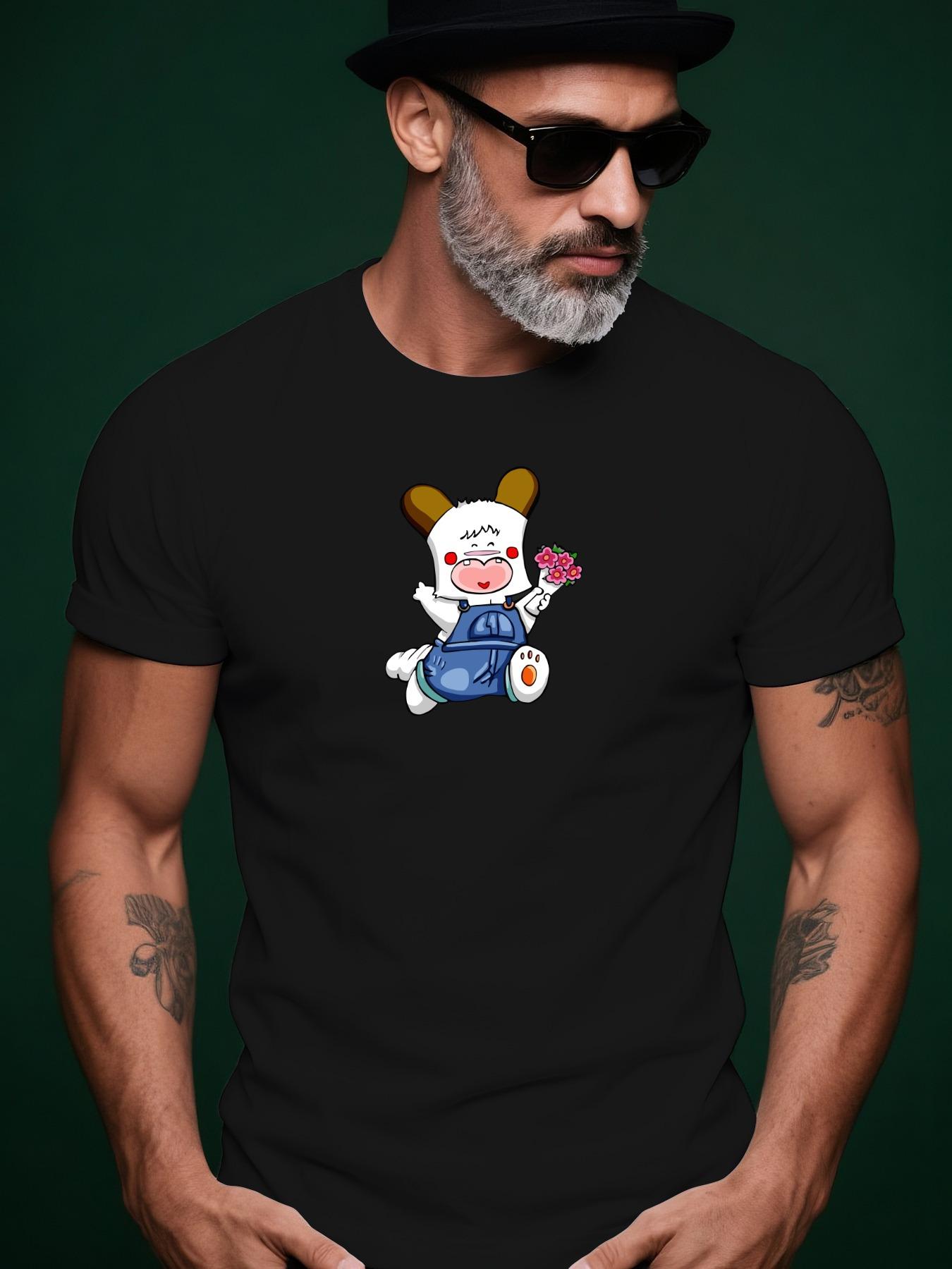 Short Sleeve Tshirt - Vibrant Blue Summer Tee with Happy ... S