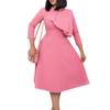 Women's Summer New Round Neck Solid Color Temperament Big Swing Dress