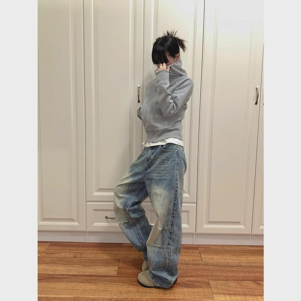 2024 Retro Cleanfit Women's Distressed Wide-Leg Pleated Pants