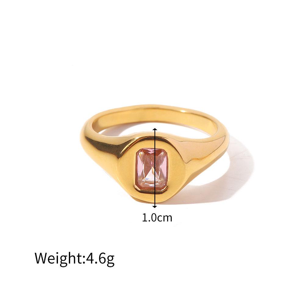 European and American Retro Zircon Ring for Women - 18K Gold Plated Stainless Steel Fashion Jewelry