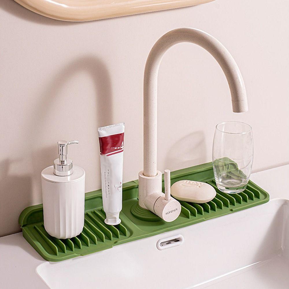 Non Slip Silicone Sink Drying Mat Slope Water Drip Catcher Reusable Countertop Protector  Counter