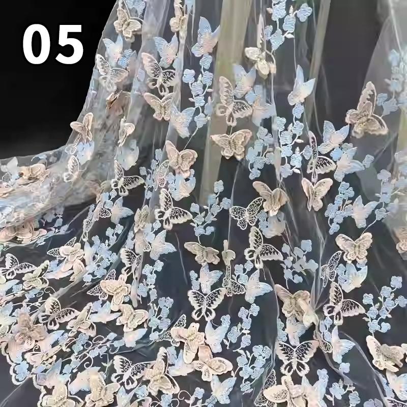 3D Butterfly Embroidery Fabric Hand-embroidered Cloth For Diy Sewing Wedding Dress Water-soluble Mesh Embroidery Lace Fabric