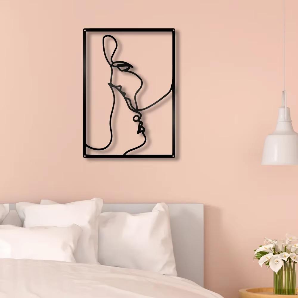 Abstract Lines Metal Wall Art Silhouette Cutout Signs Black Farmhouse Door Home Living Room Bedroom Decoration Plaque