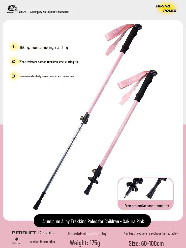 Kids' Folding Trekking Poles: Aluminum, Non-slip, Shock-Absorbing Design for Outdoor Hiking