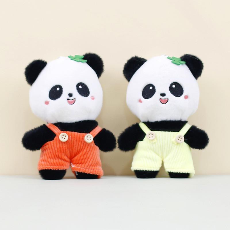 Charming Panda Plush Keychain Short Plush Animal Figure With Colorful Overalls And Pp Cotton