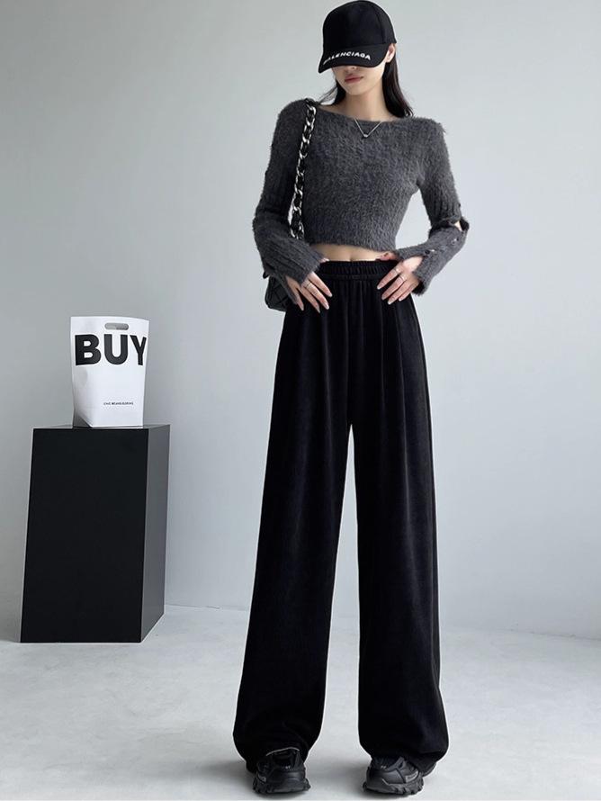 Damskie Luźne Spodnie Casualowe z Szerokimi Nogawkami na Wiosnę i Jesień 2025