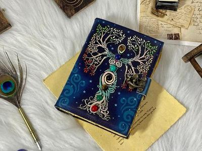 Mother of Earth Seven Stone Blank Spell Book of Shadows Handmade Grimoire Journal Junk Journal Tree of Life Journal Gifts for Christmas