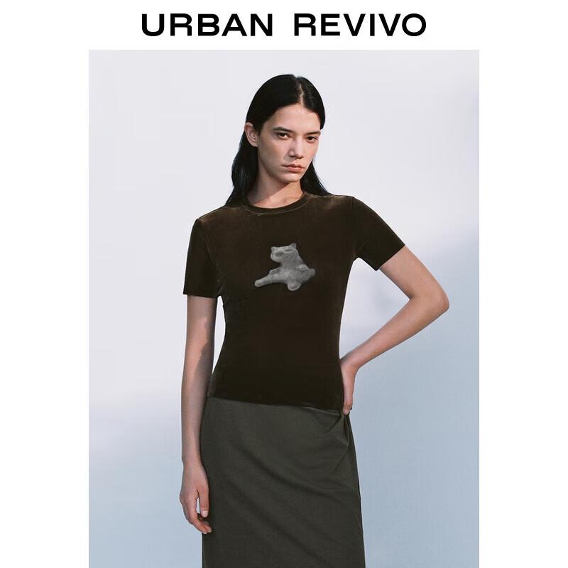 

UR 2025 Autumn Women s Vintage Casual Cute Pet Print Short-Sleeve T-Shirt L