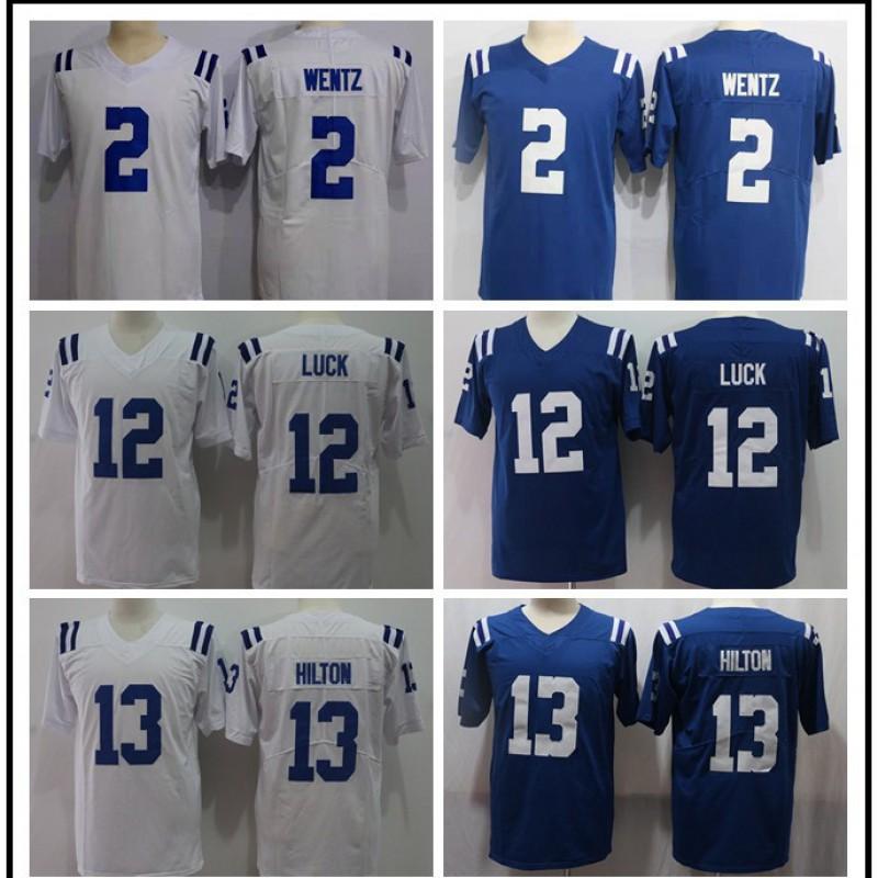 Mens NFL Indianapolis Colts Football Jersey Custom Number 2 13 12 17 25 Fan Wear Cotton Blend Sport Shirt