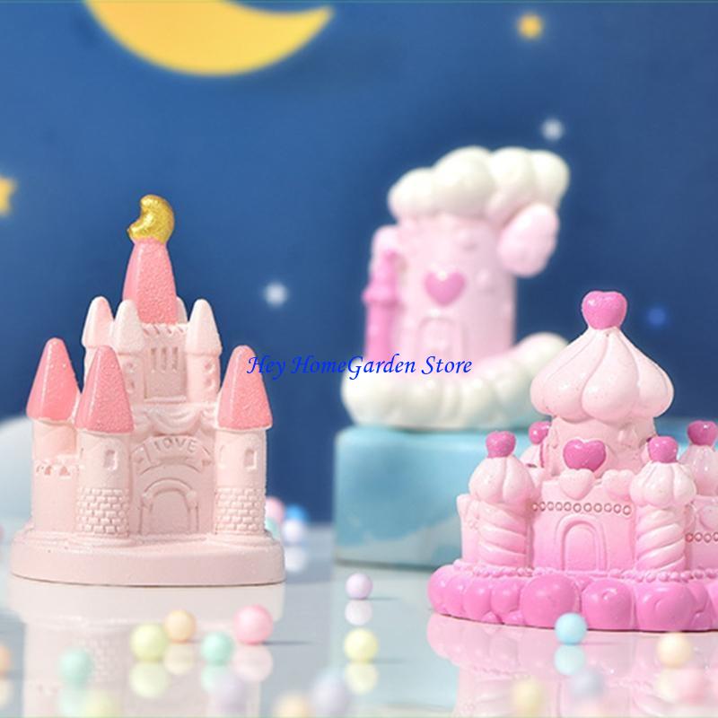 652F Romantic Miniature Castle Micro Landscape Decoration Figurines DIY Cake Fairy Garden Resin Xmas Birthday Ornament