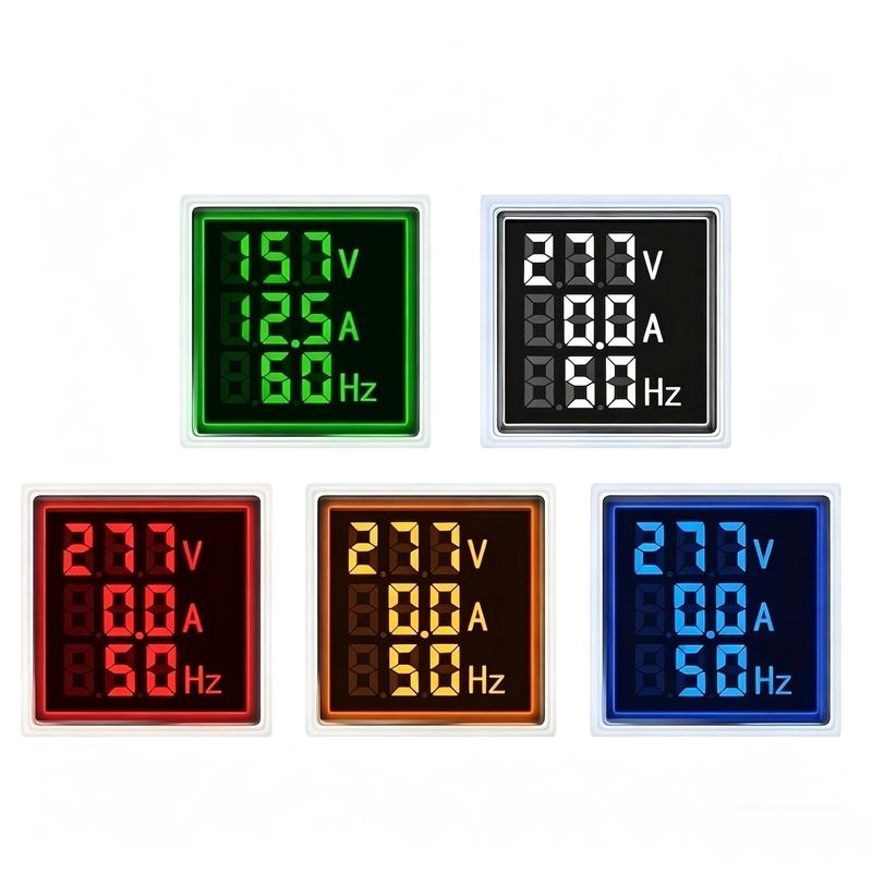 1pc Square LED Digital Voltmeter Ammeter Hertz Meter AC20-500V Signal Lights Voltage Current Frequency Combo Meter