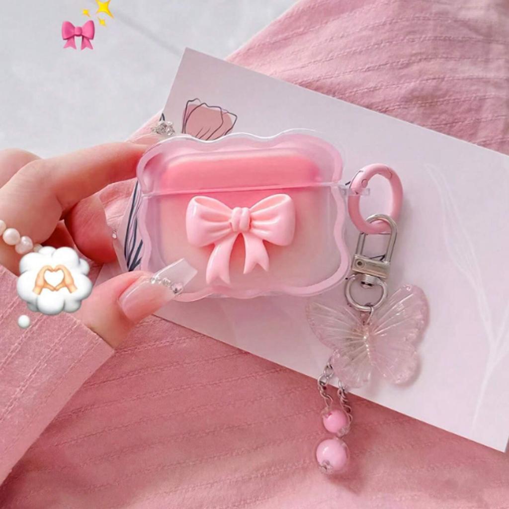 Applicable Apple Girl Smudge Bow AirPods 1 /1 Generation Bluetooth Headset Protective Cover Wave Soft Case 1st Generation