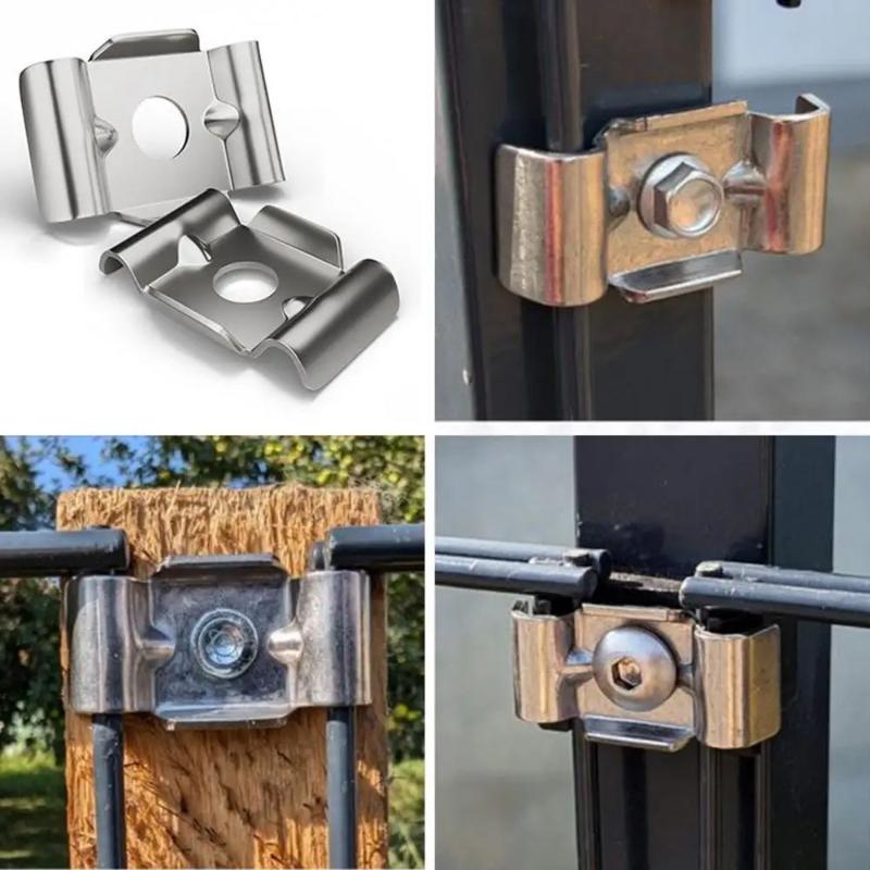 Fence Attachment Clamps 10X Stainless Steel Mesh Fence Bracket Holder Anti-Theft Design Barrier Attachment Fixing Metal Bracket
