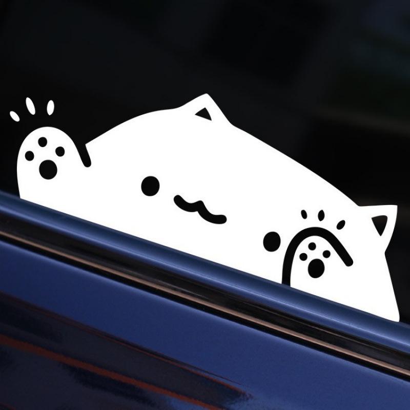 Cat Car Sticker Kitten Knocking on Window Cute Personality for Car Body Bumper Windows Motorcycle Laptop Wall Auto Accessories