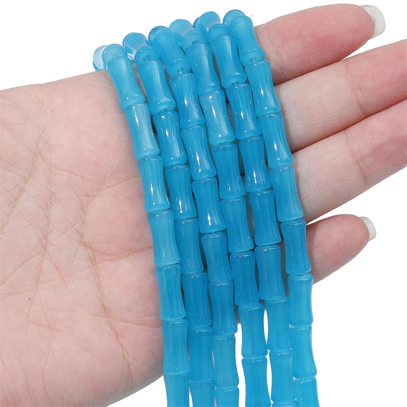 

20 шт., хрустальные стеклянные бусины, имитация нефрита, прямое отверстие, бамбуковое соединение, свободные бусины-разделители для изготовления ювелирных изделий, браслет, ожерелье бирюзовый