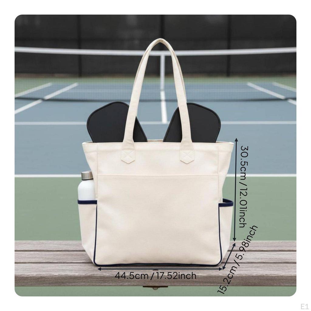 Pickleball Tote Bag Sports with Water Bottle Holder Large Capacity Handbag Racket for