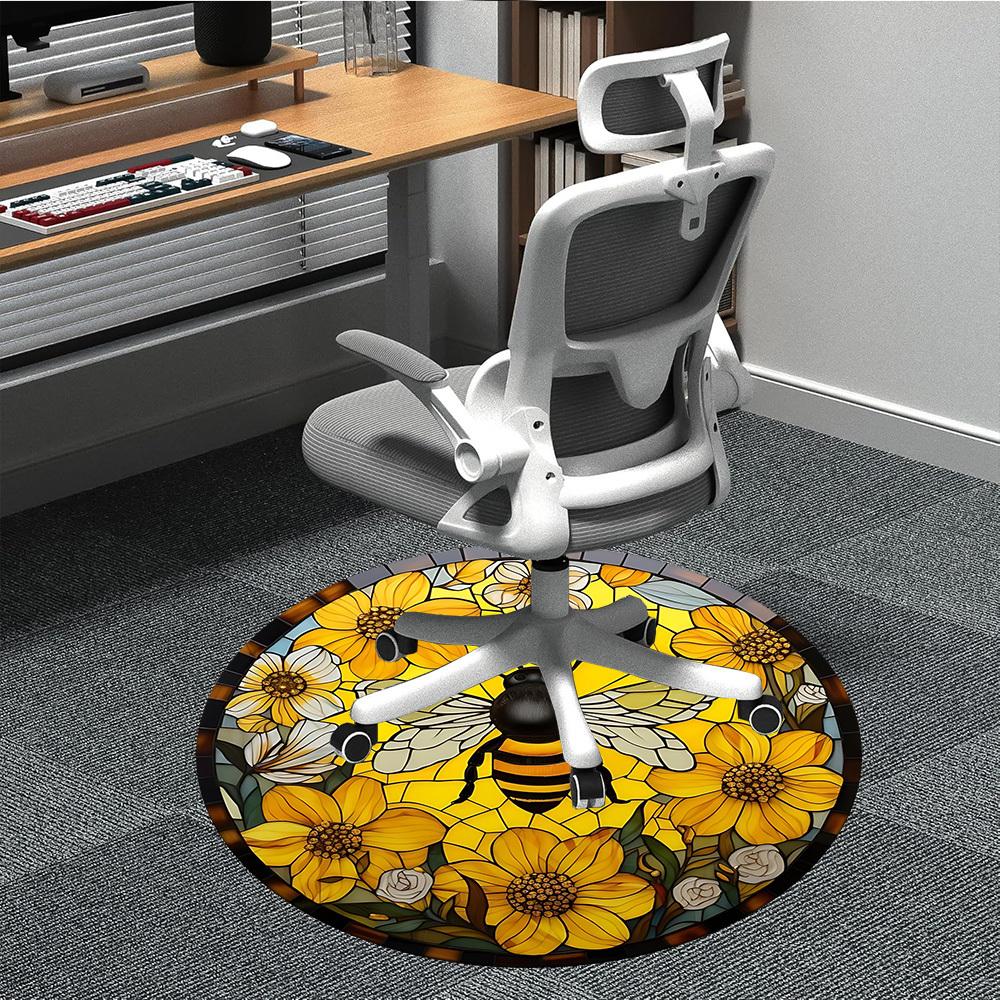 

1PC Bee Stained Glass Chair Carpet for Office Non-Slip, Lightweight, Machine Washable Rug for Office, Sleeping, Room - Holiday Decoryy251009108 80cm by 80cm