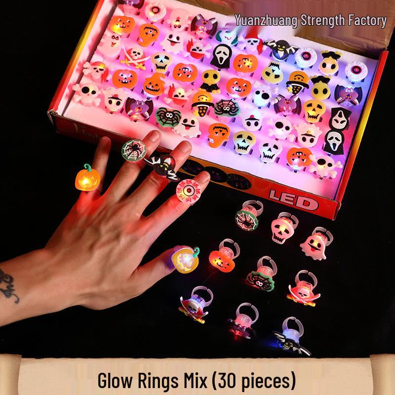 Glowing Pumpkin Lantern Ring Toy: Halloween Gift & Photo Prop for Kids