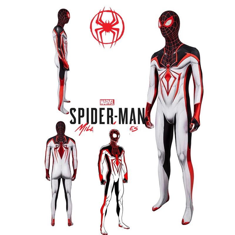 Spider-man Ps5 Miles Morales T.r.a.c.k. Costume da Cosplay Bianco per Adulti